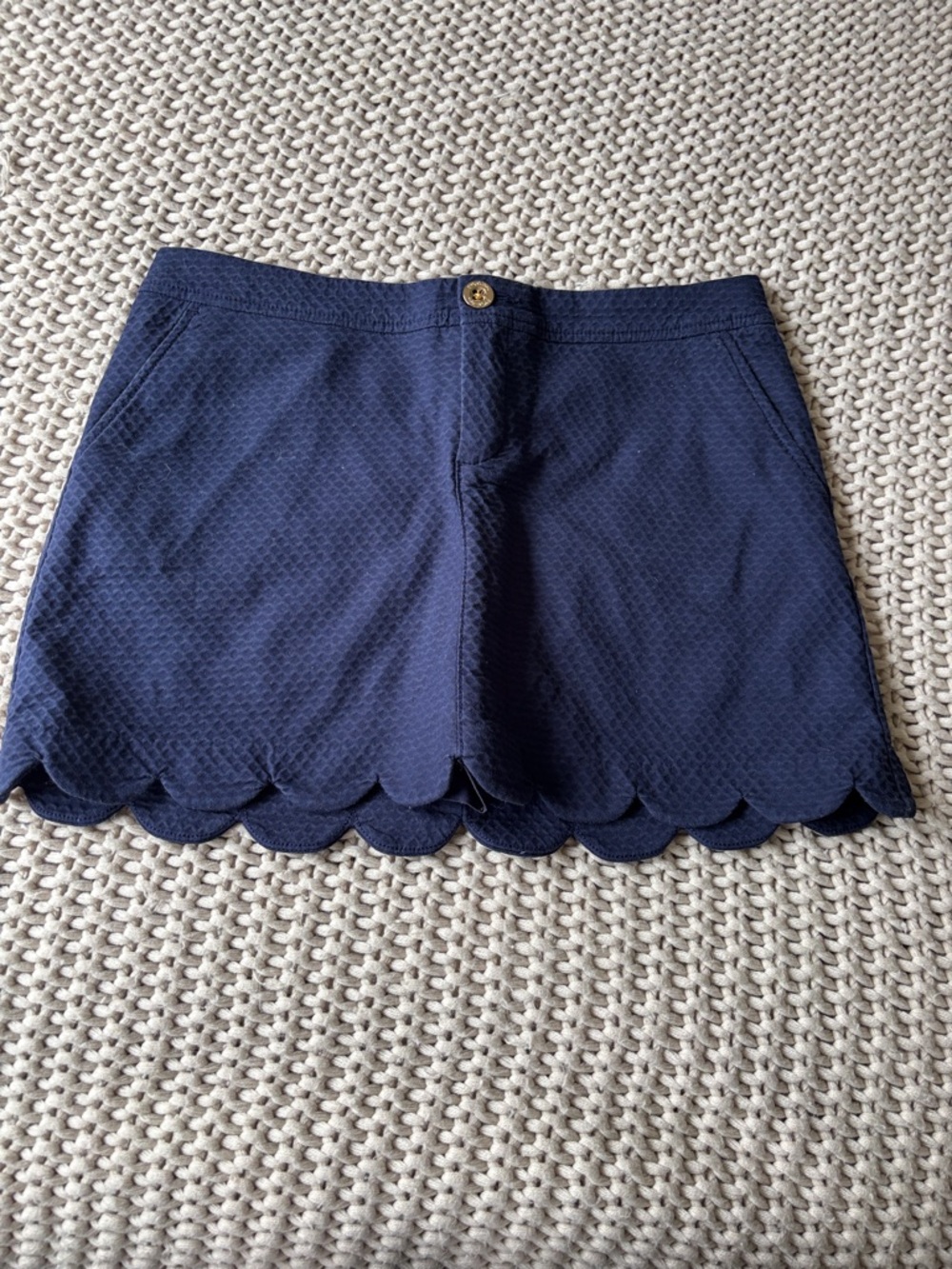 Lilly Pulitzer Navy Scalloped High Waist Shorts